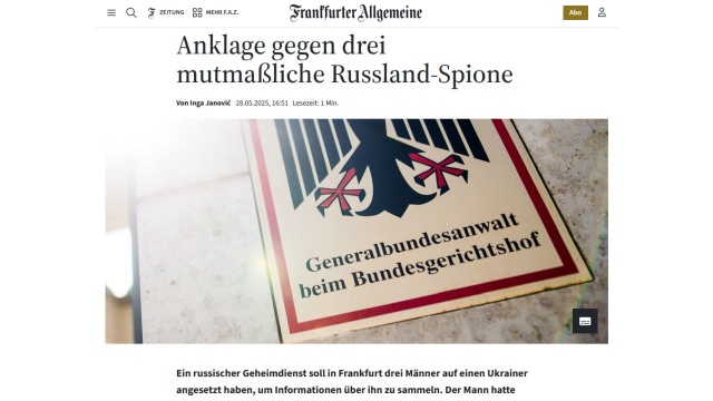 Do sądu we Frankfurcie nad Menem trafił akt oskarżenia wobec trzech osób podejrzanych o szpiegostwo na rzecz Rosji.