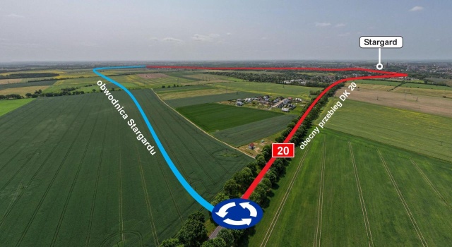 Jest wniosek o pozwolenie na budowę na kolejną część obwodnicy Stargardu. Chodzi o odcinek mający połączyć istniejącą drogę krajową nr 20 z węzłem Stargard Wschód.