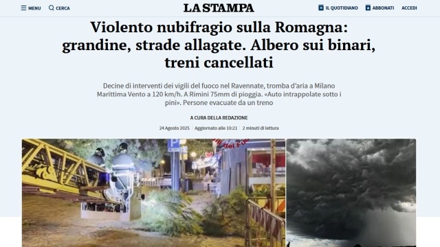 Nad ranem nad Emilią-Romanią w północno-wschodnich Włoszech przeszły gwałtowne burze. Akcję ratunkową prowadzi straż pożarna i ochrona cywilna. Na razie nie ma doniesień o ofiarach śmiertelnych.