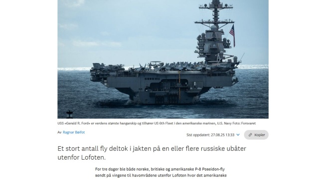 Dowództwo operacyjne norweskich sił zbrojnych potwierdziło w środę, że od kilku dni wspólnie z siłami Wielkiej Brytanii i USA poszukują rosyjskiego okrętu podwodnego.