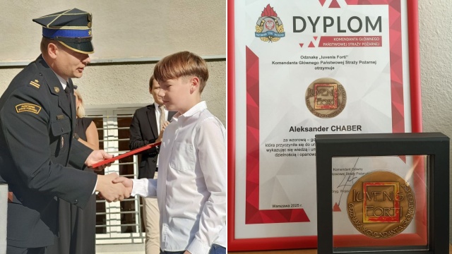 11-latek został odznaczony przez Komendanta Głównego Państwowej w Straży Pożarnej. Wszystko w uznaniu jego reakcji na pożar, który wybuchł w rodzinnym domu chłopca w podkołobrzeskich Pustarach.