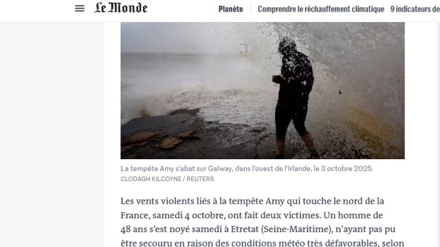 W północnej Francji dwie osoby zginęły wskutek huraganu Amy.