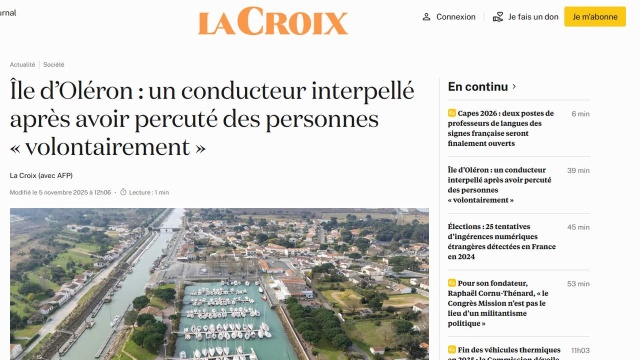 Kilka osób zostało rannych po tym, jak samochód wjechał w ludzi na wyspie Olron, u wybrzeży zachodniej Francji. Sprawca został zatrzymany.