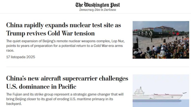 Chiny w szybkim tempie rozbudowują swój poligon nuklearny w Lob Nor, co może sugerować przygotowania do wznowienia prób jądrowych - pisze w poniedziałek Washington Post.