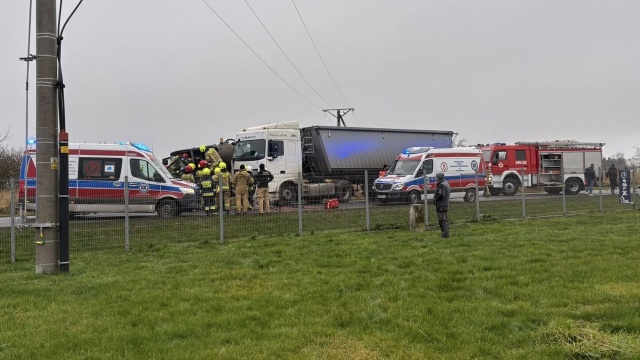 Dwa samochody ciężarowe zderzyły się w Barlinku.