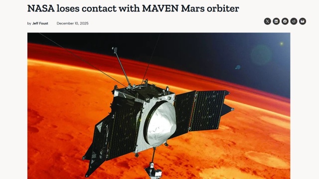 NASA straciła kontakt ze statkiem kosmicznym, który od ponad dekady krążył wokół Marsa. Statek o nazwieMavennagle przestał komunikować się ze stacjami naziemnymi. Można go dostrzec, ale w przypadku łączności panuje cisza.