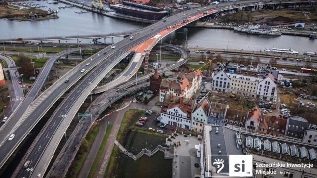 Ulica Panieńska w rejonie Trasy Zamkowej w Szczecinie - od piątku będzie otwarta dla kierowców.