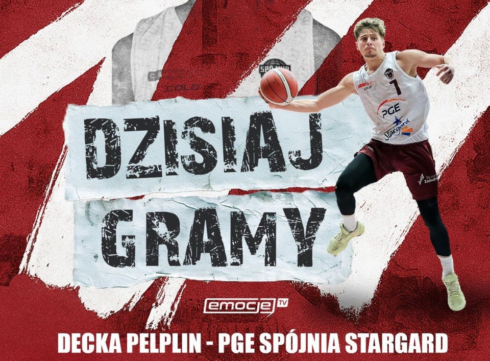 Premierowe spotkanie koszykarzy PGE Spójni Stargard z Decką rozpocznie się o godzinie 15 w Pelpinie. źródło: x.com/SpojniaStargard