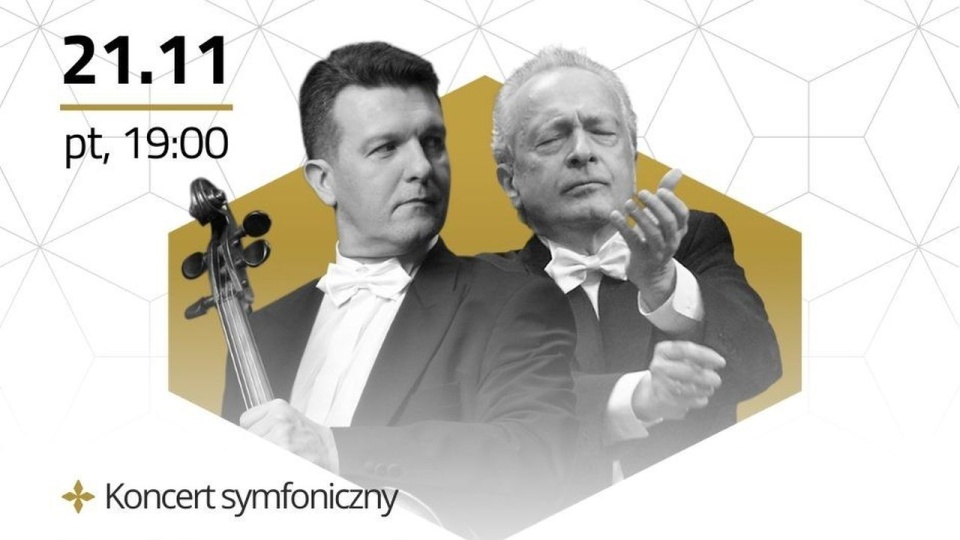 Tomasz Strahl – wiolonczelista (od lewej), Antoni Wit – dyrygent. Fot. Materiały prasowe Filharmonii im. Mieczysława Karłowicza w Szczecinie