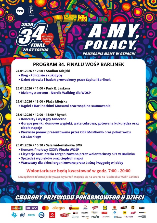 Harmonogram - Barlinek Znamy atrakcje niedzielnych finałów WOŚP w Szczecinie i regionie