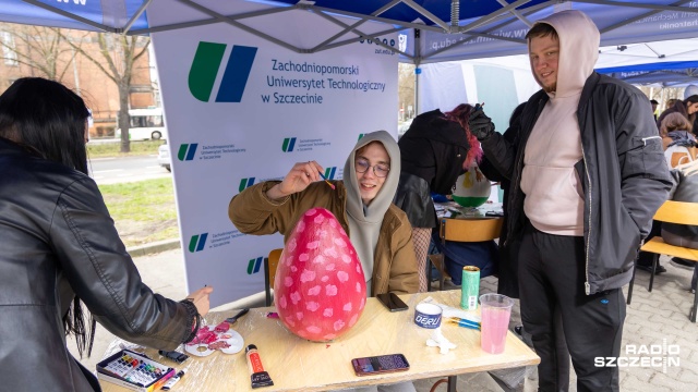 Fot. Robert Stachnik [Radio Szczecin] Pingwin, cyfry i zajączki - studenci ZUT po raz kolejny pomalowali jaja [WIDEO, ZDJĘCIA]