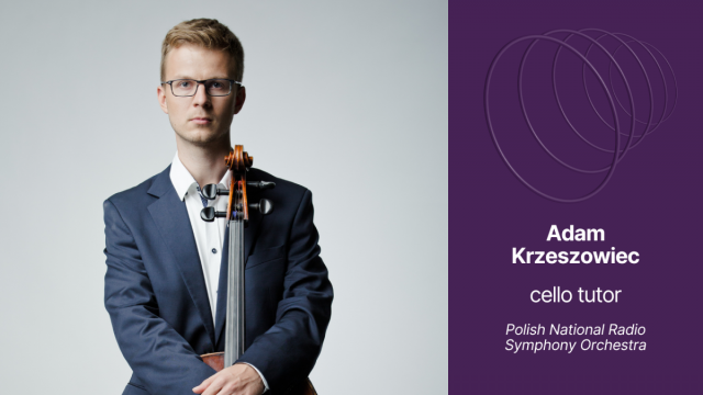 Adam Krzeszowiec – tutor wiolonczel 14. International Lutosławski Youth Orchestra 2026. Fot. Materiały prasowe Filharmonii w Szczecinie Rekordowe statystyki przesłuchań do International Lutosławski Youth Orchestra 2026  [ZDJĘCIA]