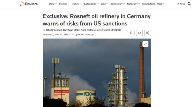 Kierownictwo należącej do rosyjskiego Rosnieftu niemieckiej rafinerii ropy naftowej w Schwedt ostrzegło rząd RFN, że groźba sankcji USA szkodzi jej działalności oraz zagraża dostawom paliwa dla stolicy Niemiec i Brandenburgii - przekazała we wtorek agencja Reutera.