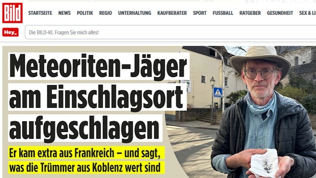 Na budynek mieszkalny w Koblencji (Niemcy) spadły w niedzielę odłamki meteorytów - poinformowała w poniedziałek Międzynarodowa Organizacja Meteorowa.