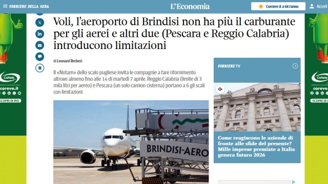 Włochy. Na lotnisku w Brindisi nie ma paliwa