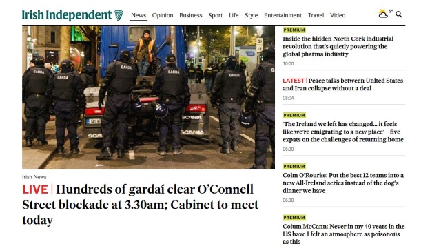 Irlandzka policja usunęła w niedzielę traktory i ciężarówki, które od pięciu dni blokowały ruch w centrum Dublina w ramach protestu przeciwko gwałtownemu wzrostowi cen paliw, będącemu efektem wojny na Bliskim Wschodzie.