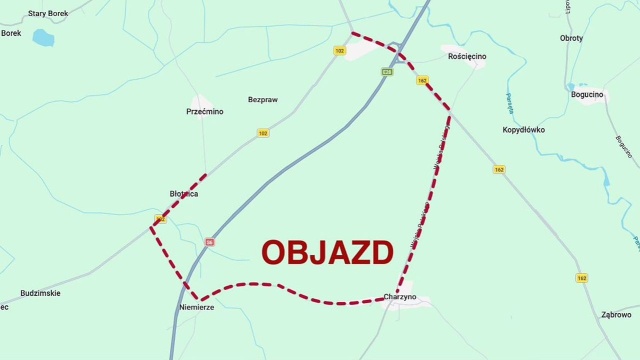Droga wojewódzka numer 102 między Trzebiatowem a Kołobrzegiem na dwóch odcinkach została całkowicie wyłączona z ruchu.