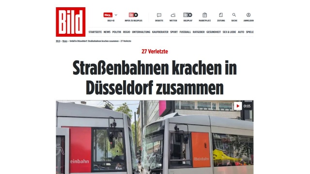 Ponad 50 osób zostało rannych w sobotę wskutek czołowego zderzenia tramwajów w Duesseldorfie na zachodzie Niemiec - przekazała agencja AFP, powołując się na straż pożarną. Wielu poszkodowanych musiało trafić do szpitala.