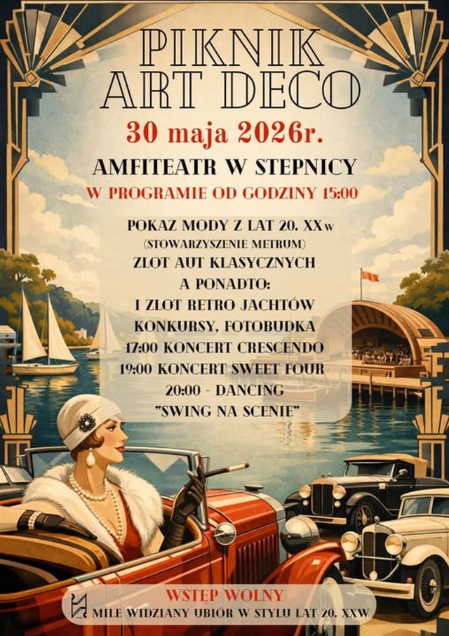 Cofnij wskazówki zegara o 100 lat i poczuj klimat rodem z Wielkiego Gatsby039ego. Już w sobotę Amfiteatr na Przystani w Stepnicy zmieni się w eleganckie, tętniące życiem centrum epoki międzywojennej, goszcząc wyjątkowy Piknik Art Deco.