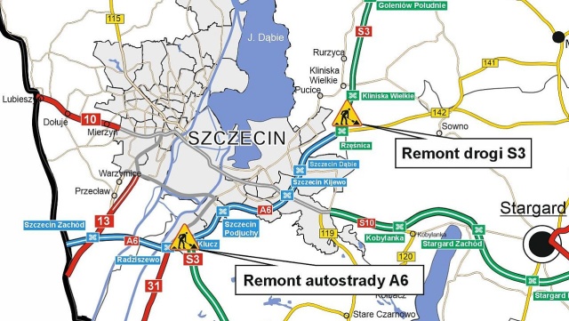 Od września zaczynają się remonty na A6 i S3. Ruch na remontowanych odcinkach będzie się odbywał jedną jezdnią w obu kierunkach.