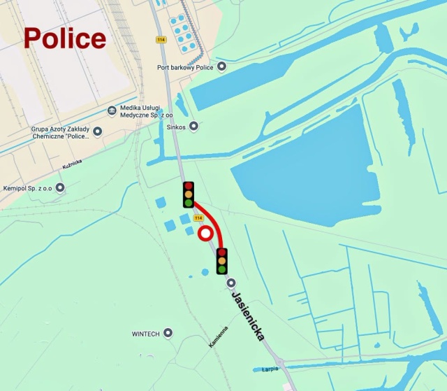 Utrudnienia dla kierowców w Policach, na ulicy Jasienickiej. W związku z budową wiaduktu nad linią kolejową do Portu Morskiego, wprowadzono we wtorek kolejny etap czasowej organizacji ruchu.