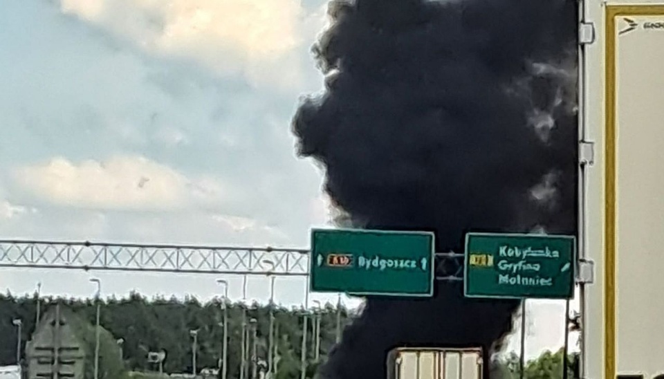 Pożar samochodu pod Stargardem