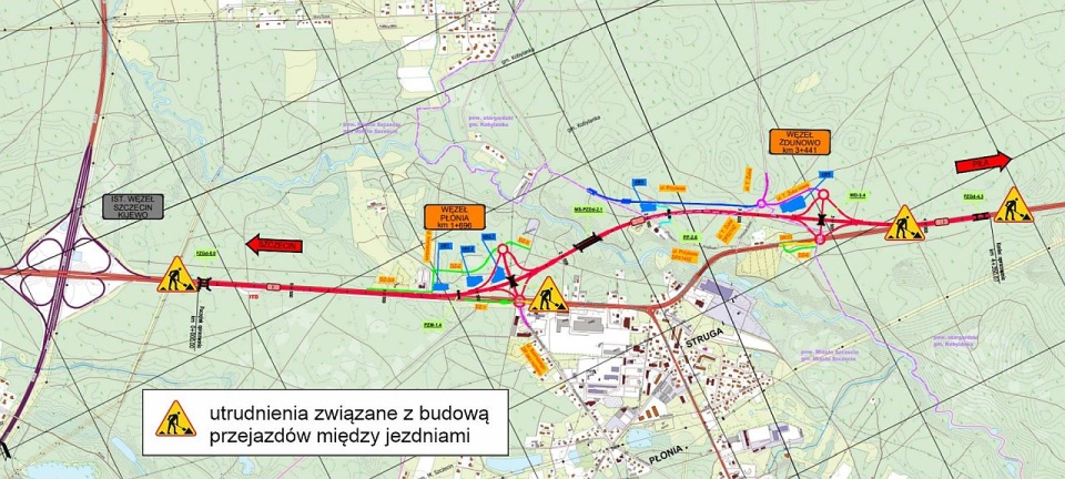 mapa utrudnień S10, mat GDDKiA