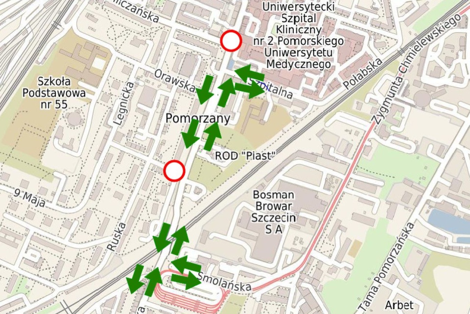 Zmiany w al. Powstańców Wielkopolskich na odcinku Frysztacka - Smolańska