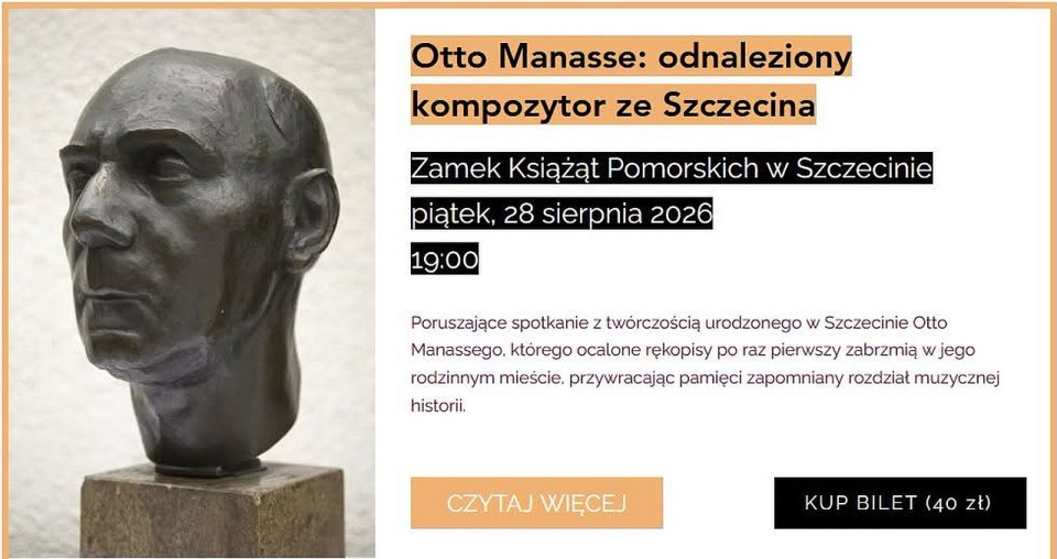 9. Festiwal Muzyki Przywracanej: Otto Manasse - odnaleziony kompozytor ze Szczecina