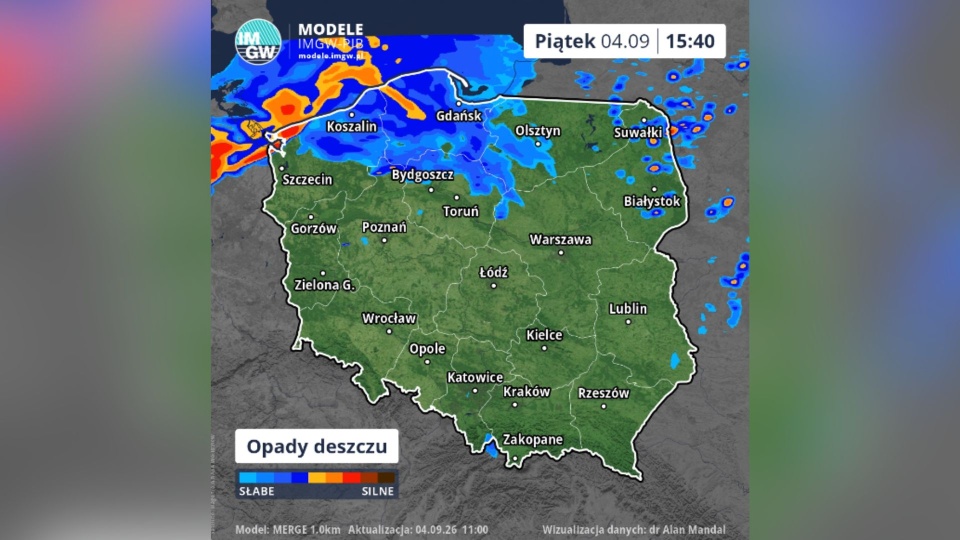 IMGW ostrzega przed intensywnymi opadami deszczu