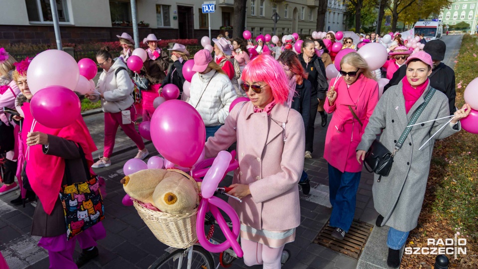 Marsz Różowej Wstążki w centrum Szczecina: "badajcie się dziewczyny" [ZDJĘCIA]